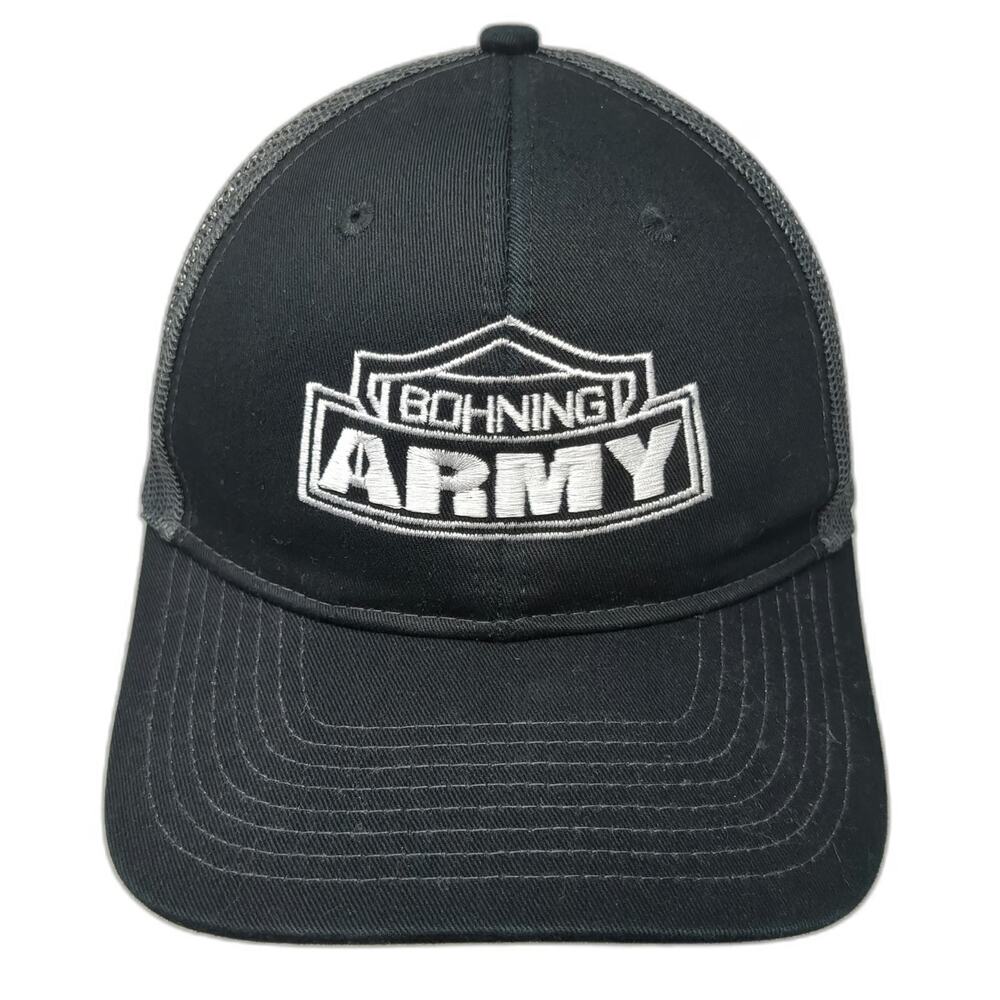 Port Authority Trucker Hat Black Gray One Size Bohning Army Logo Mesh Snapback
